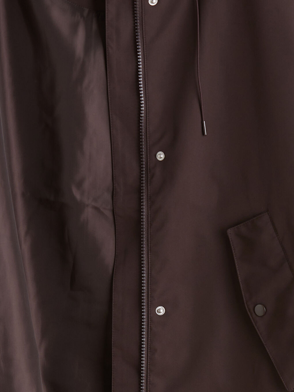 Kahverengi Kapüşonlu Oversize Kadın Yağmurluk-6