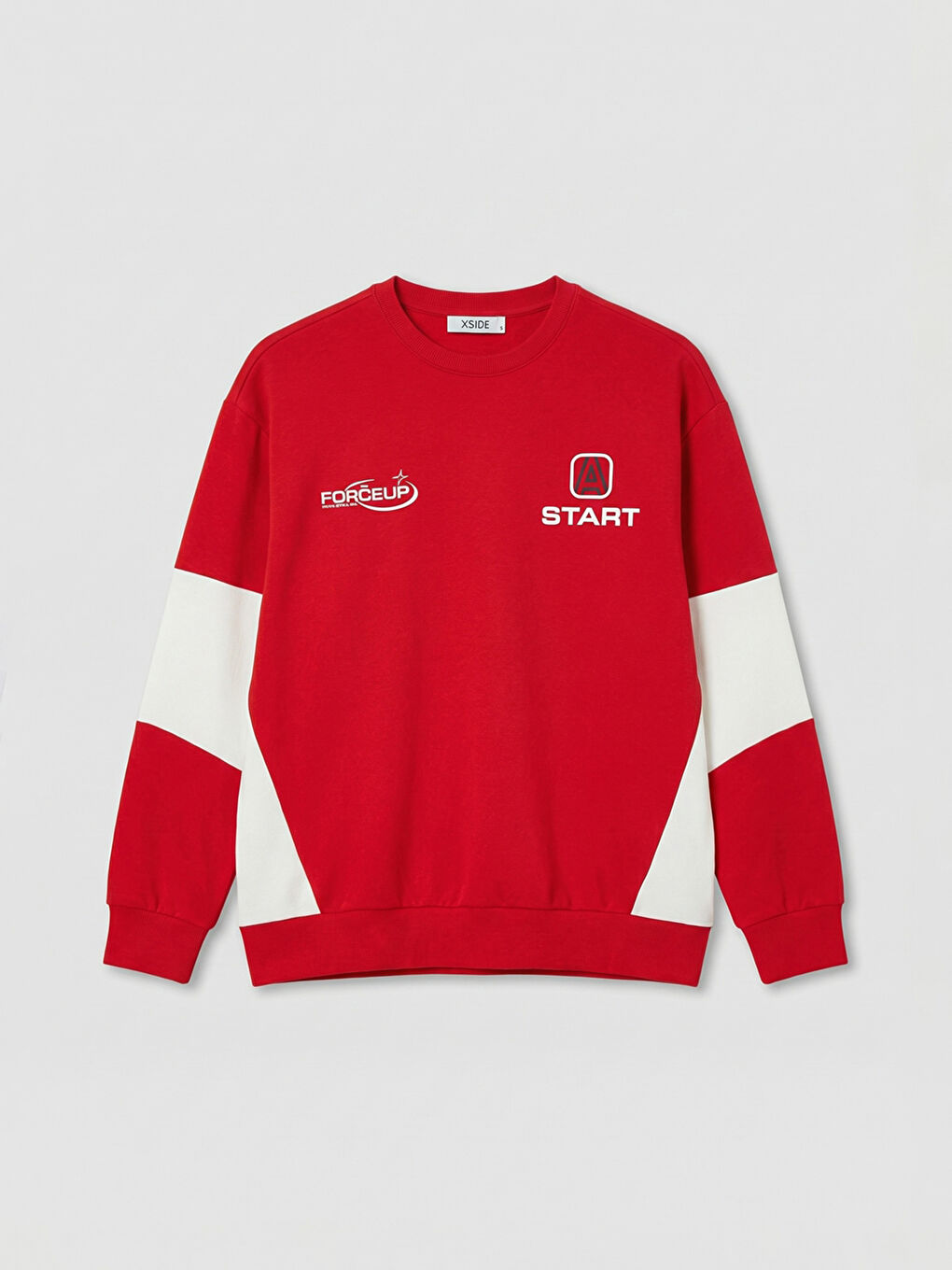 Kırmızı Bisiklet Yaka Baskılı Erkek Sweatshirt