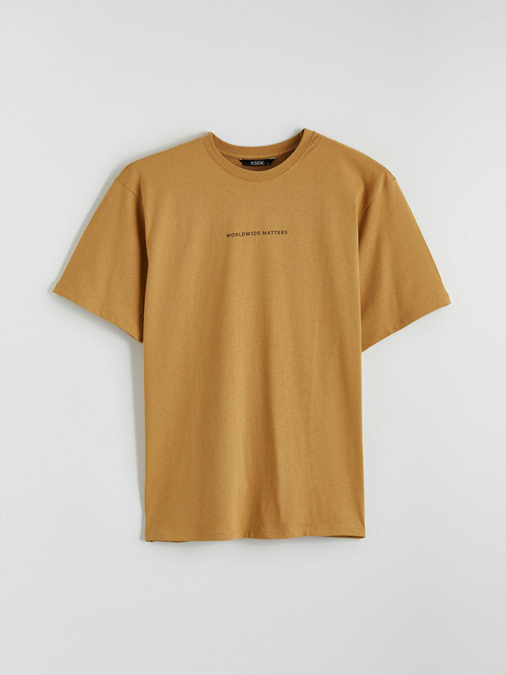 Sarı Bisiklet Yaka Baskılı Erkek Tişört-5