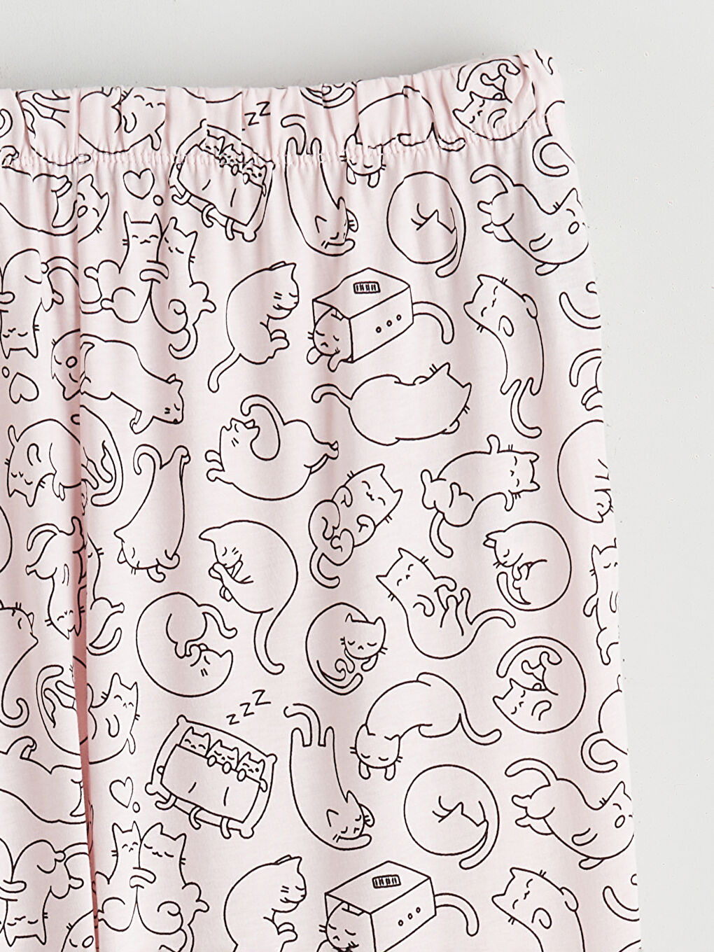 Pembe Gömlek Yaka Kedi Baskılı Kadın Pijama Takım-8