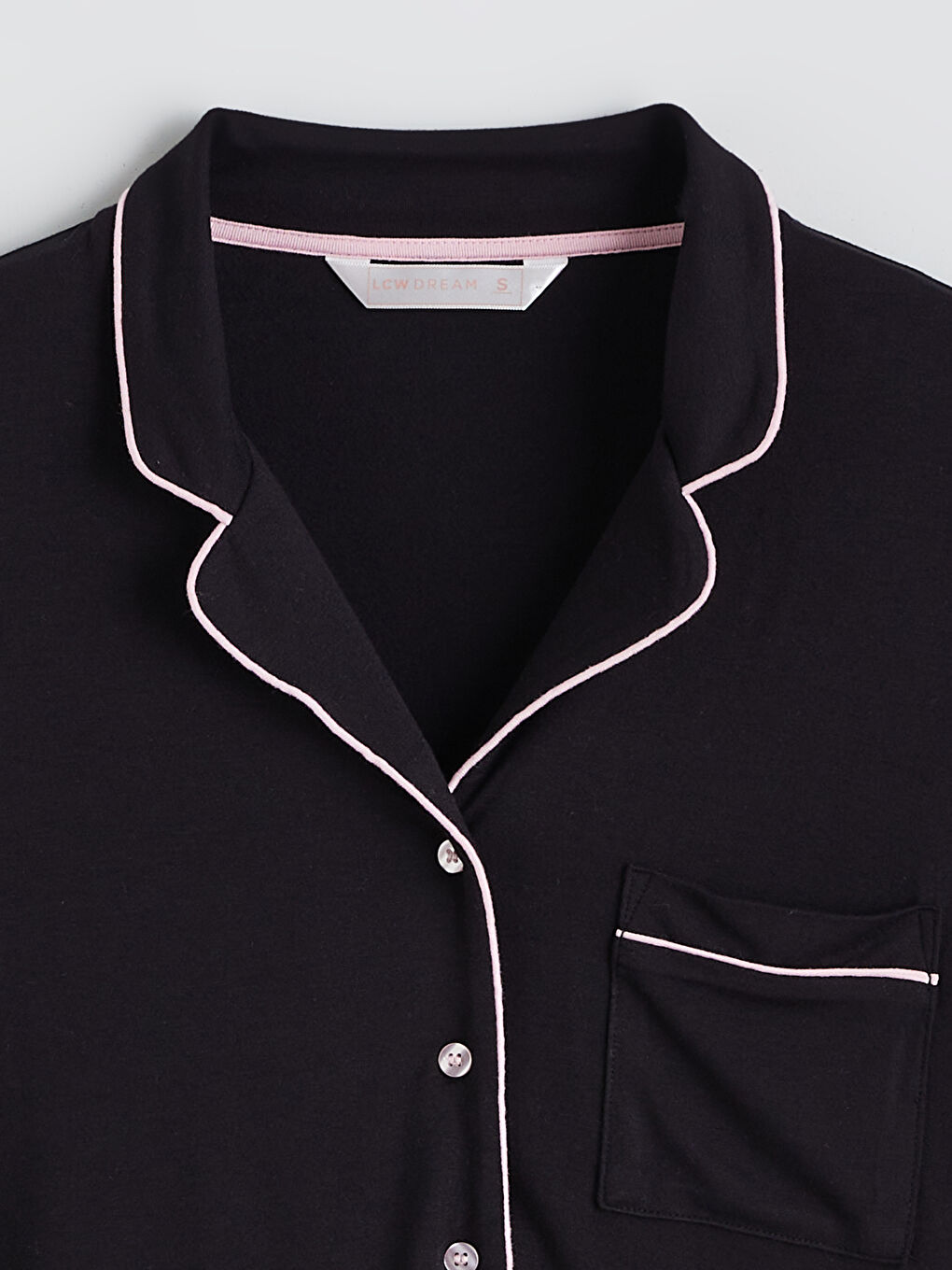 Siyah Gömlek Yaka Kadın Pijama Takım-6