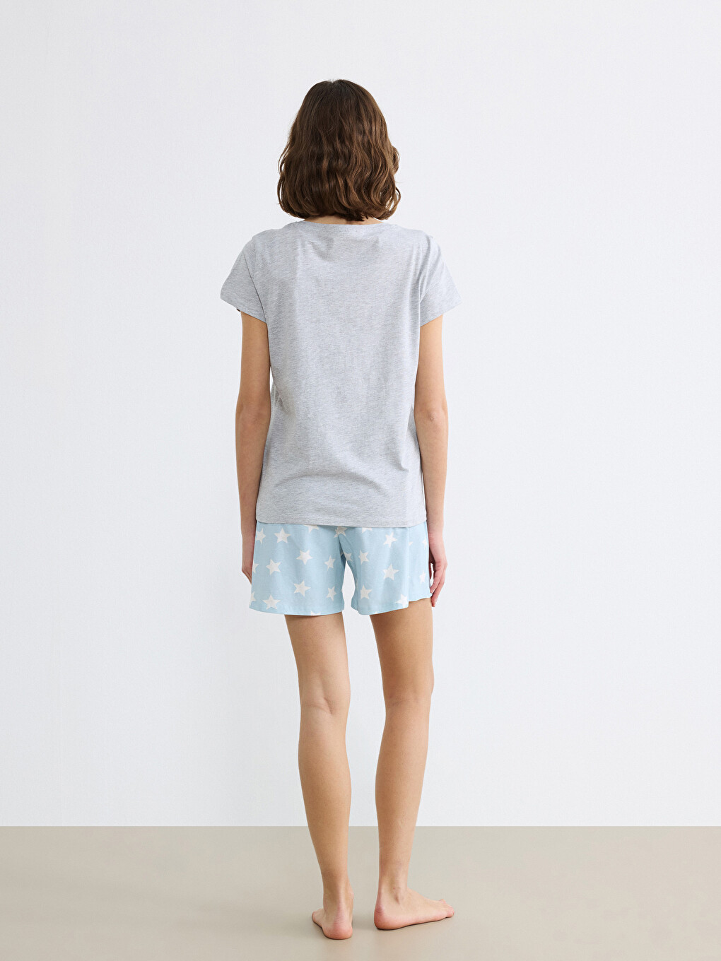 Mavi Yıldız Desenli Kadın Şort Pijama Altı-2