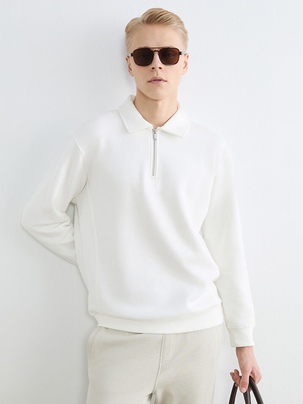 Мужской свитшот с воротником-поло-1