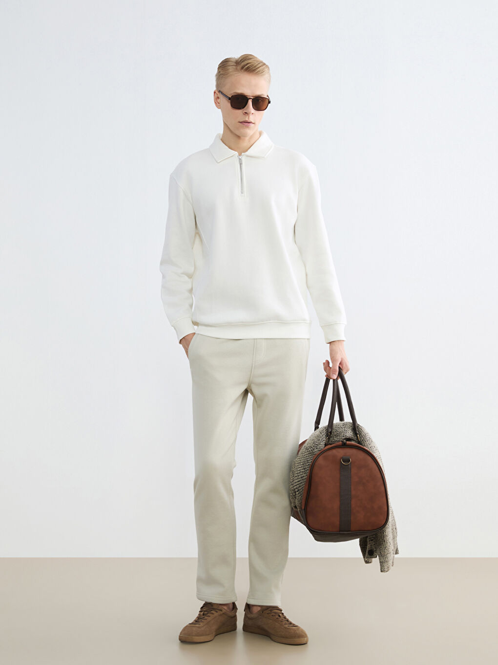 Мужской свитшот с воротником-поло-2