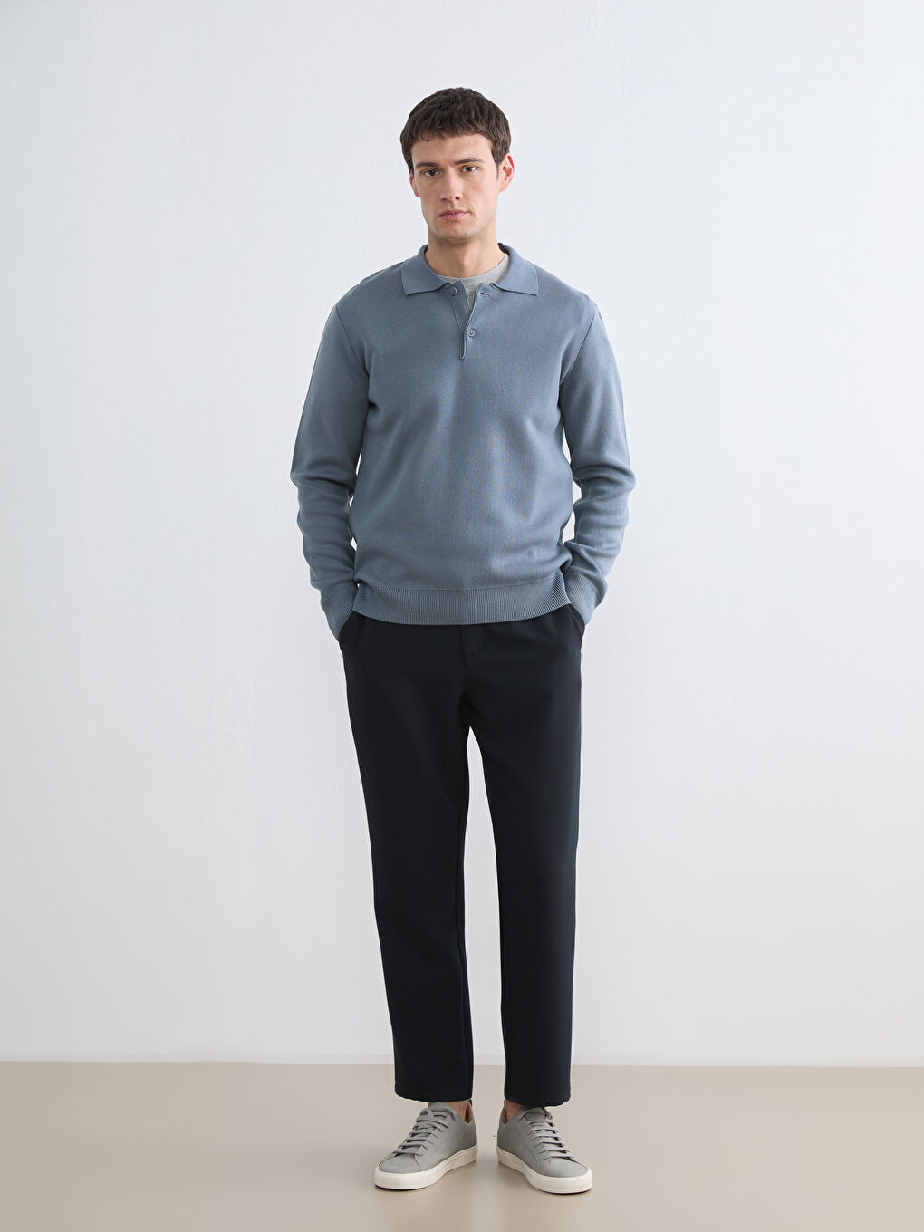 Men's Polo Neck Knit Sweater-1