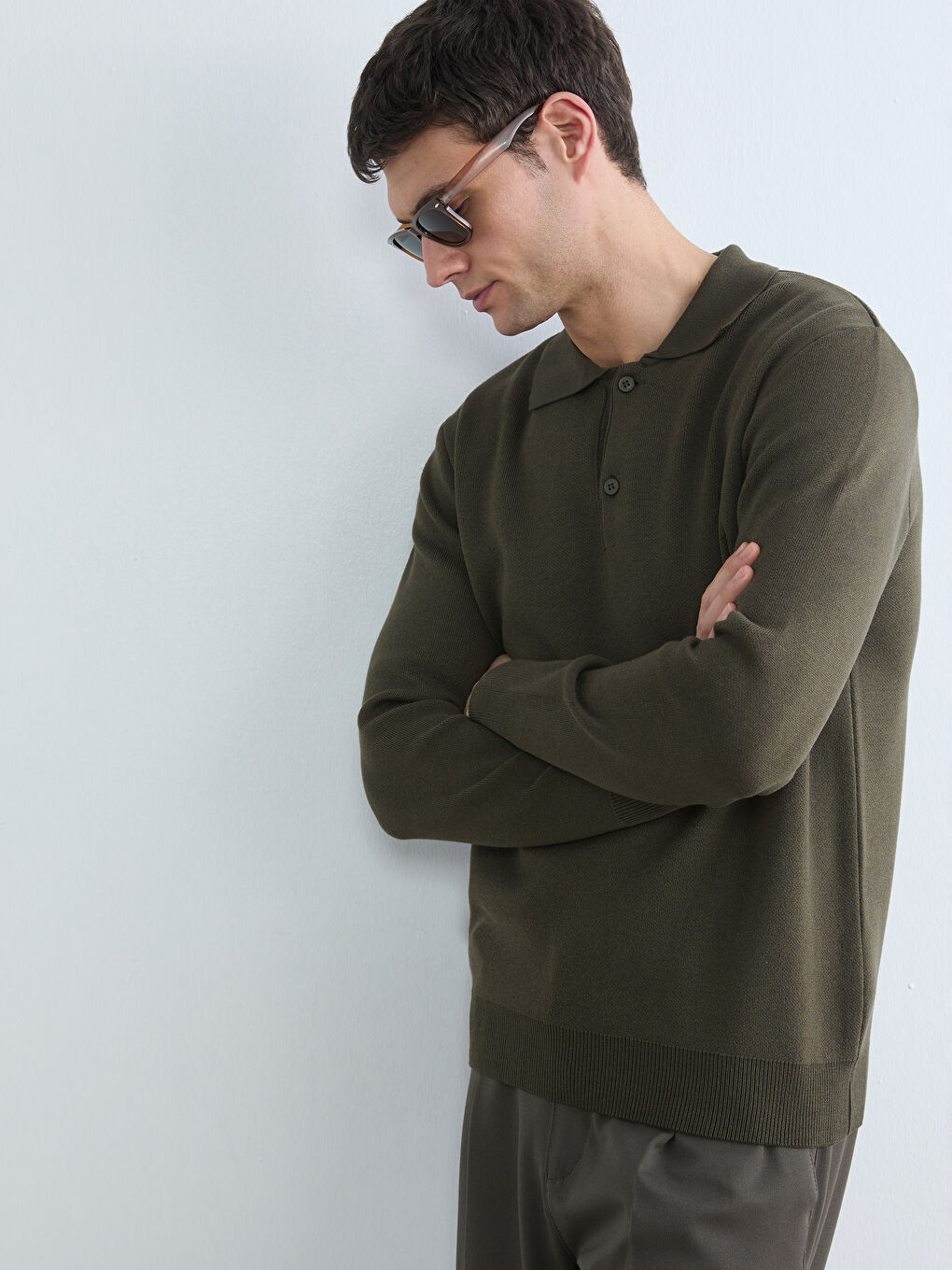 Men's Polo Neck Knit Sweater