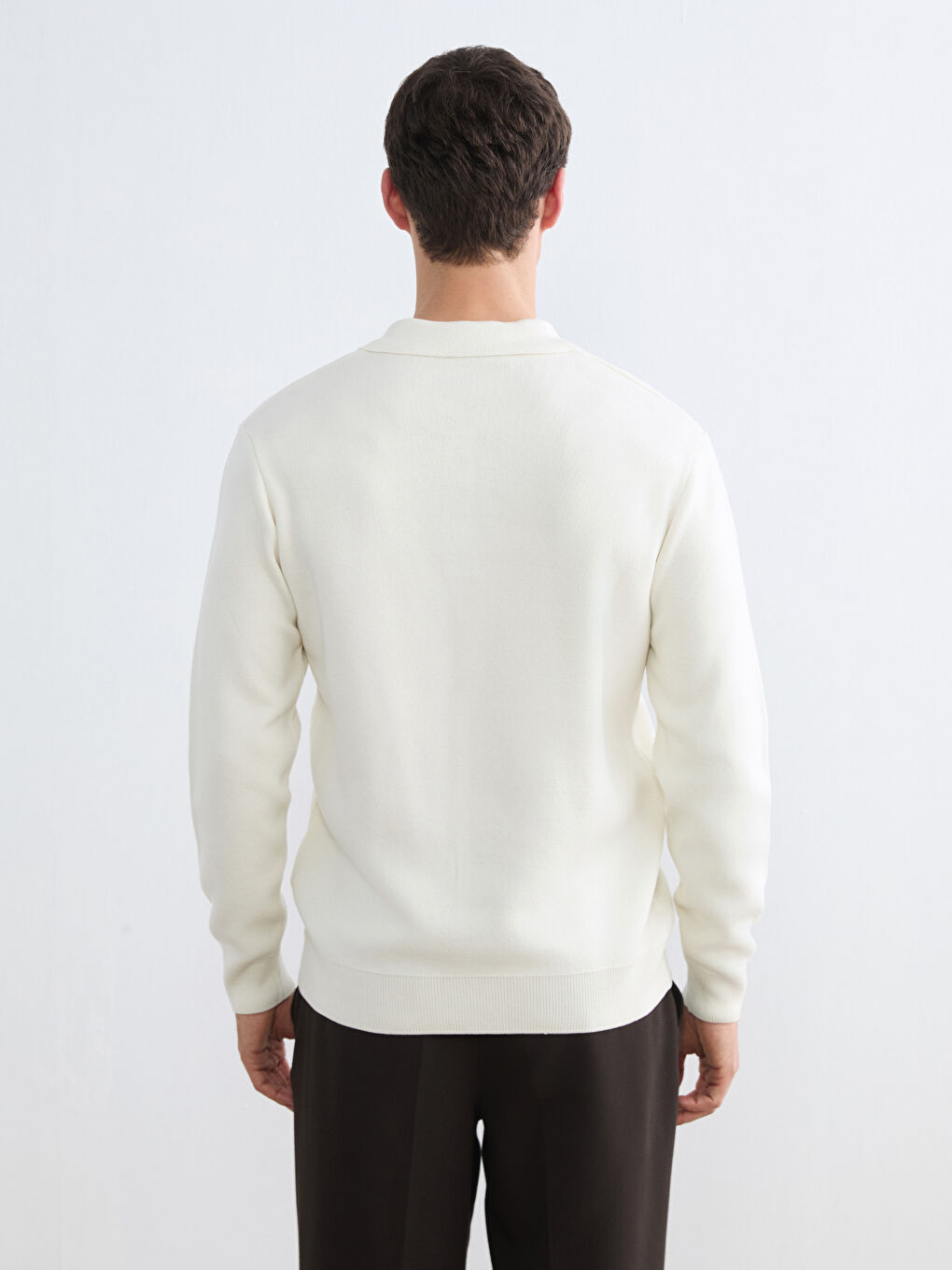 Bej Polo Yaka Erkek Triko Kazak-3