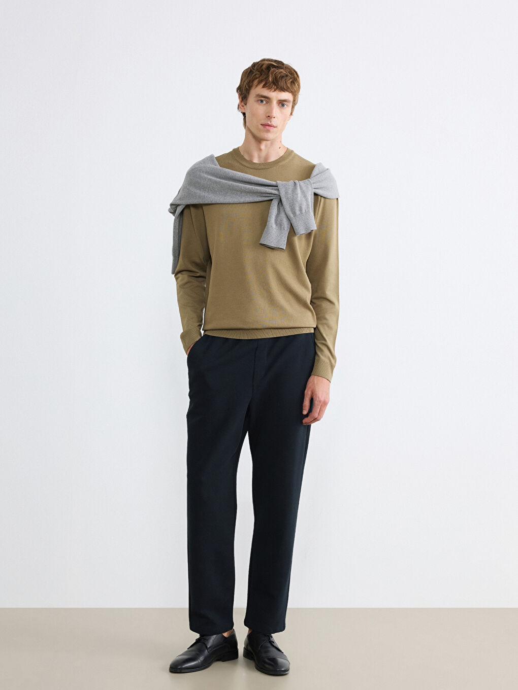 Haki Bisiklet Yaka Erkek Triko Kazak-1