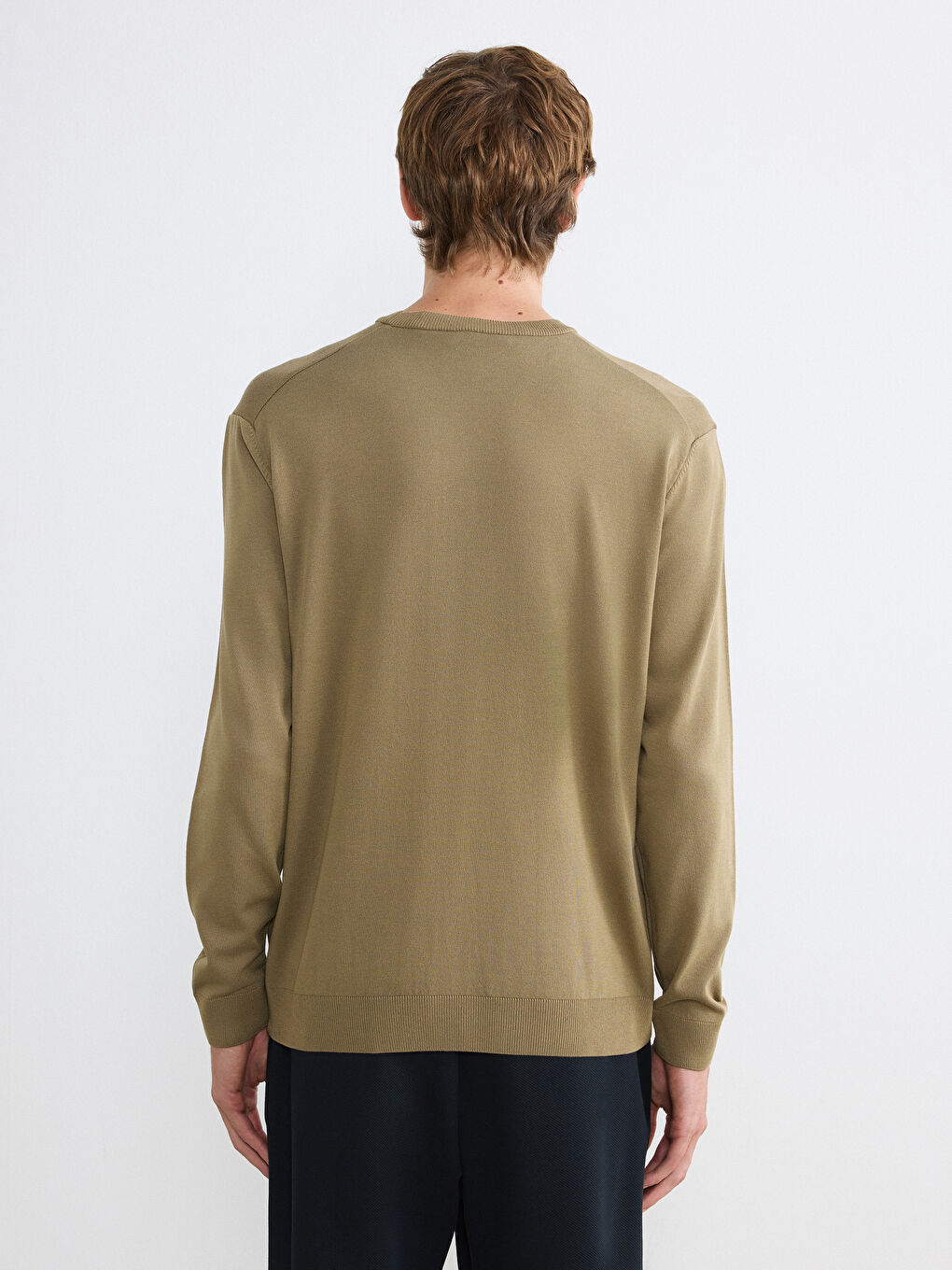 Haki Bisiklet Yaka Erkek Triko Kazak-3