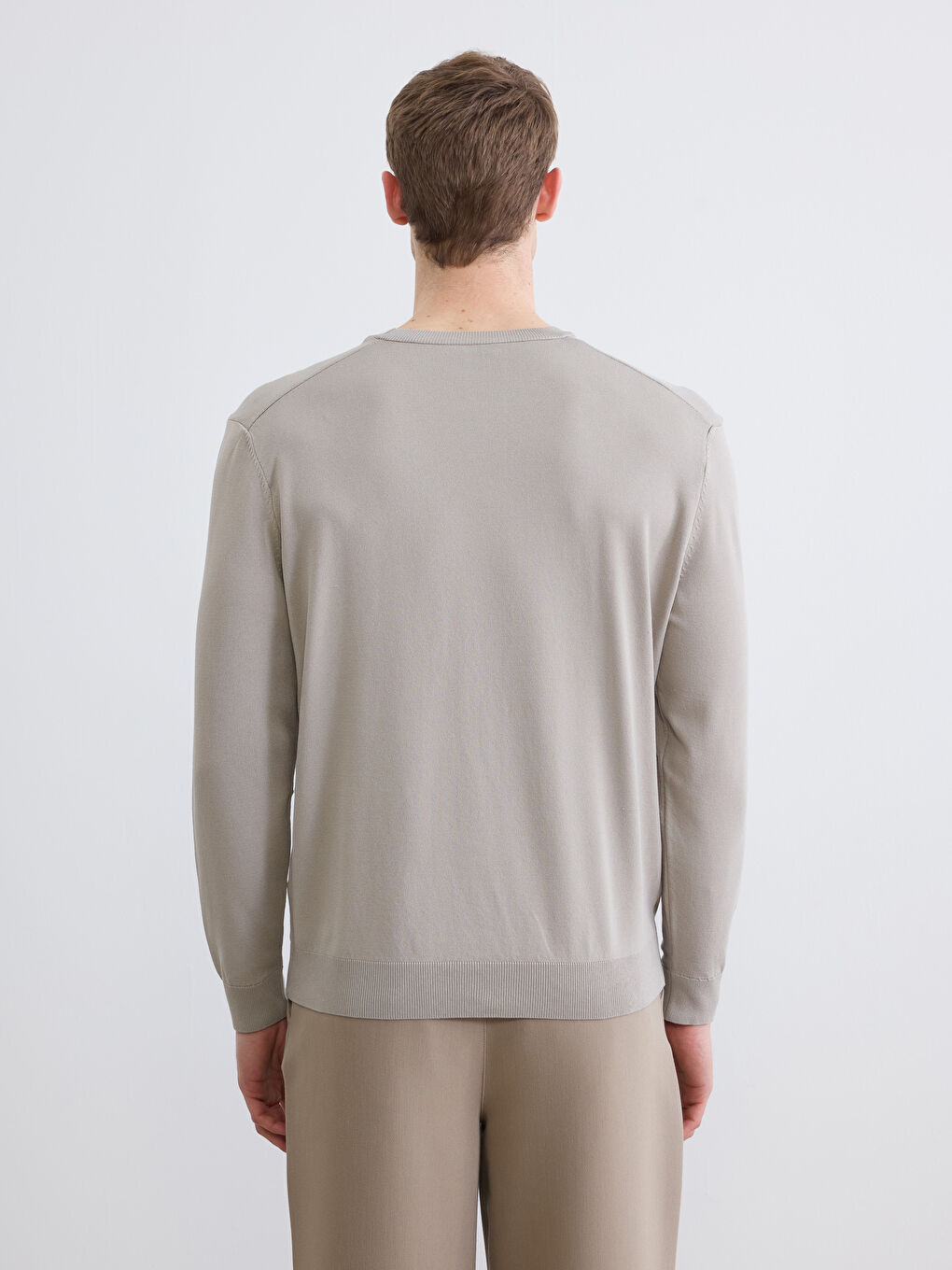 Kahverengi Bisiklet Yaka Erkek Triko Kazak-3