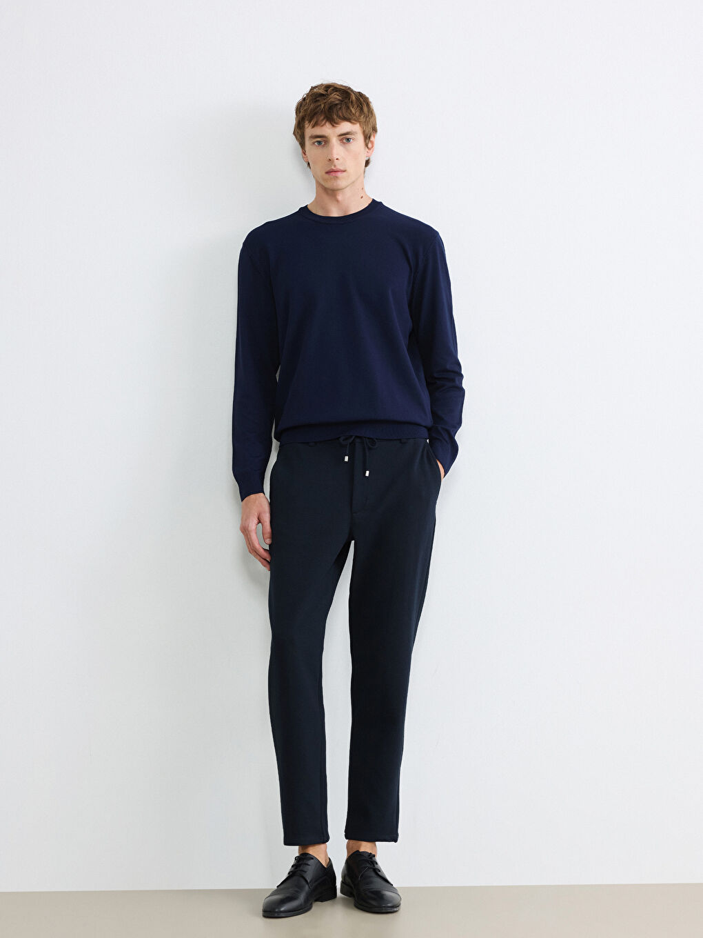 Lacivert Bisiklet Yaka Erkek Triko Kazak-1