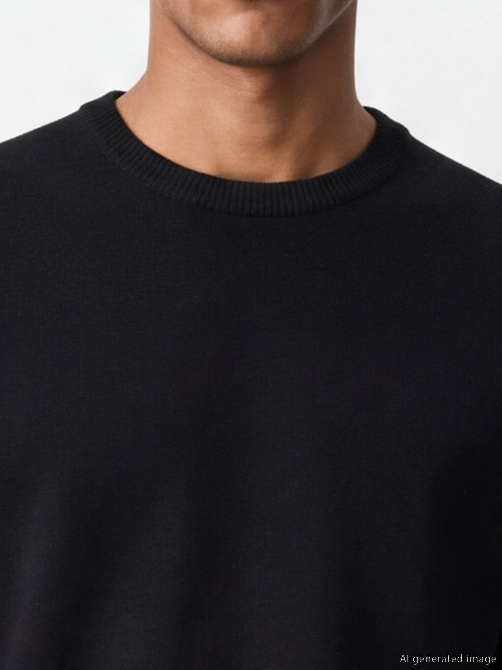 Siyah Bisiklet Yaka Erkek Triko Kazak-2