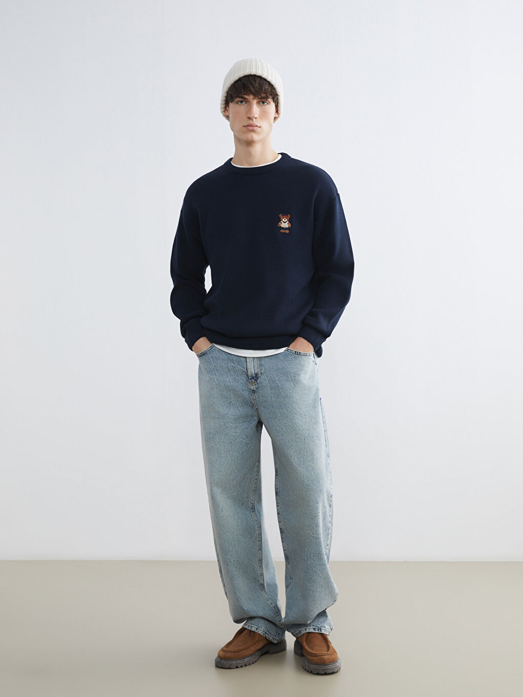 İndigo Süper Baggy Fit Erkek Jean Pantolon