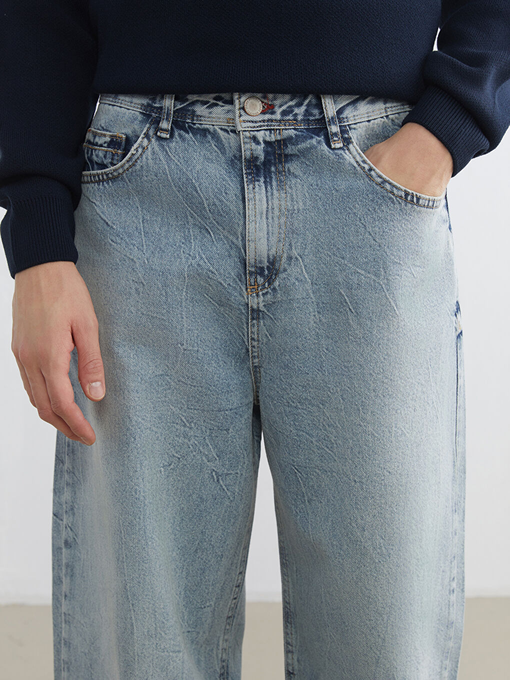 İndigo Süper Baggy Fit Erkek Jean Pantolon-2