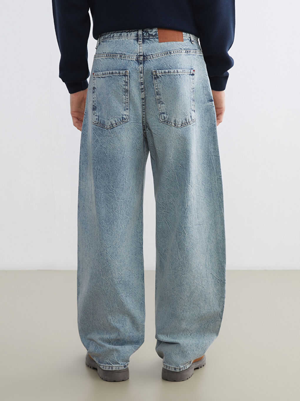 İndigo Süper Baggy Fit Erkek Jean Pantolon-3