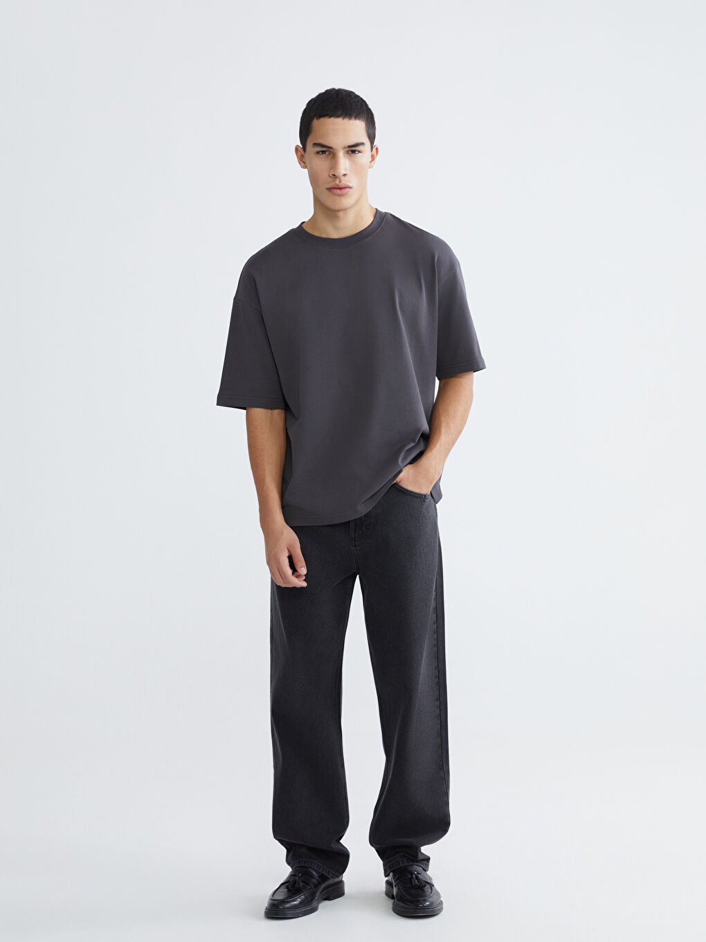 Siyah Baggy Fit Erkek Jean Pantolon