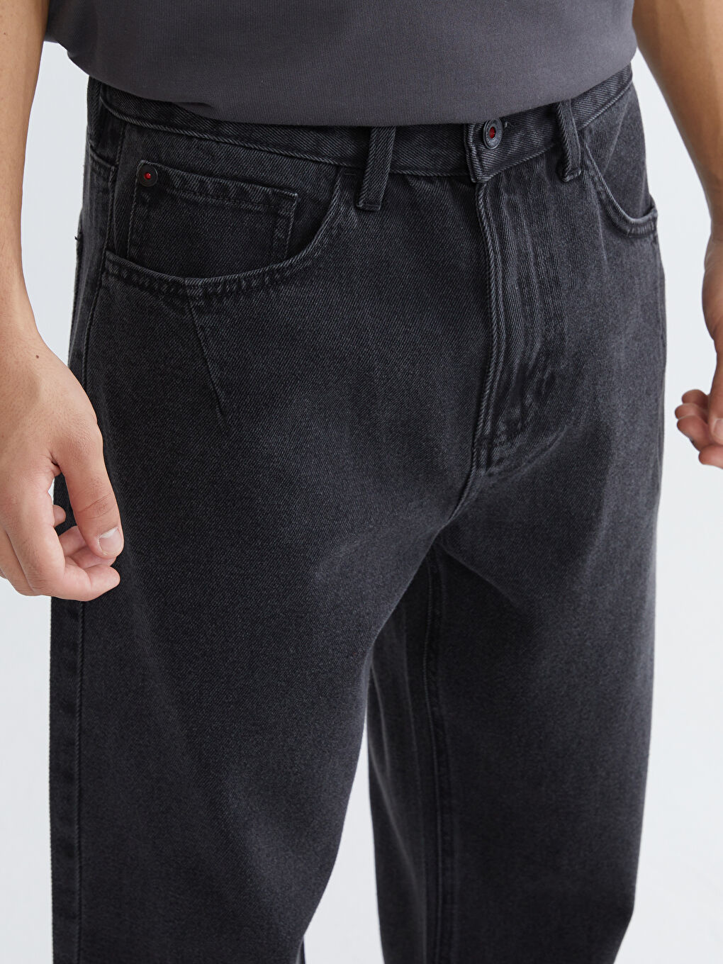 Siyah Baggy Fit Erkek Jean Pantolon-2