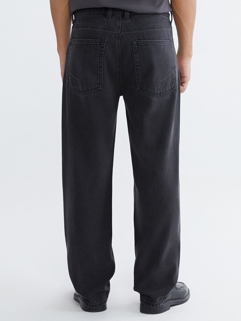Siyah Baggy Fit Erkek Jean Pantolon-3