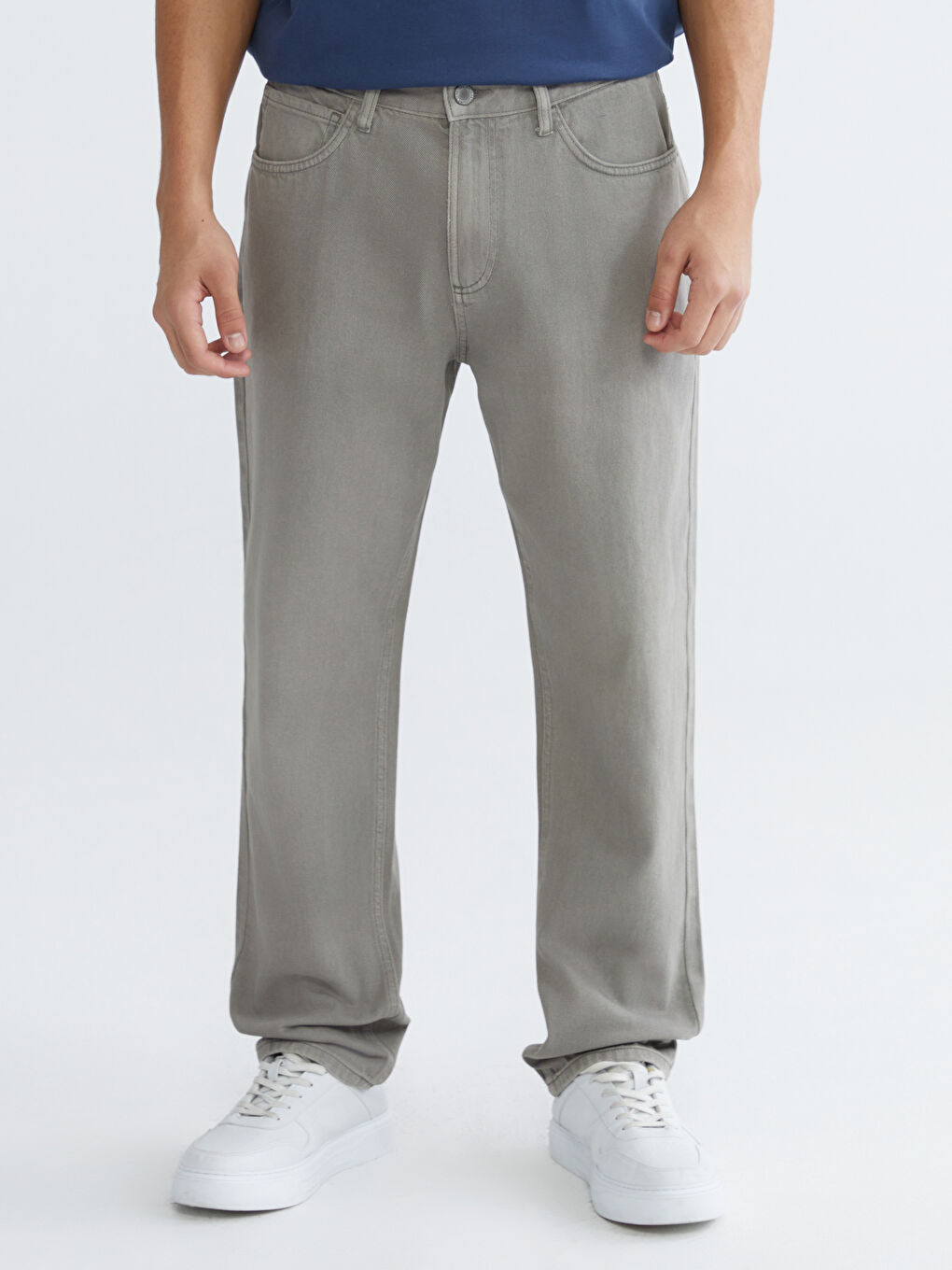 Haki Baggy Fit Erkek Jean Pantolon-1