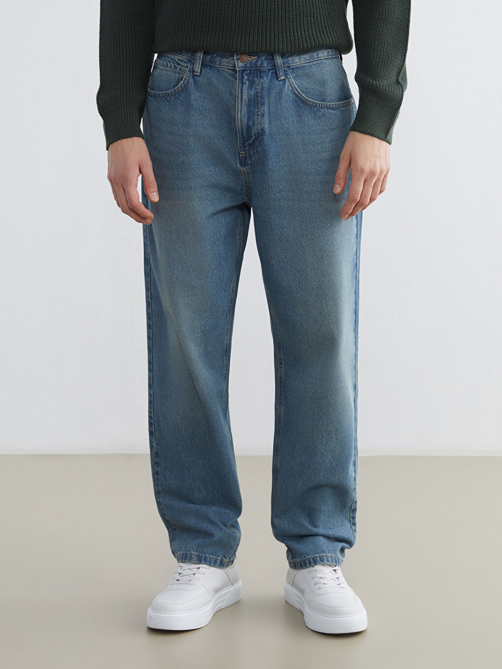 İndigo Baggy Fit Erkek Jean Pantolon-1