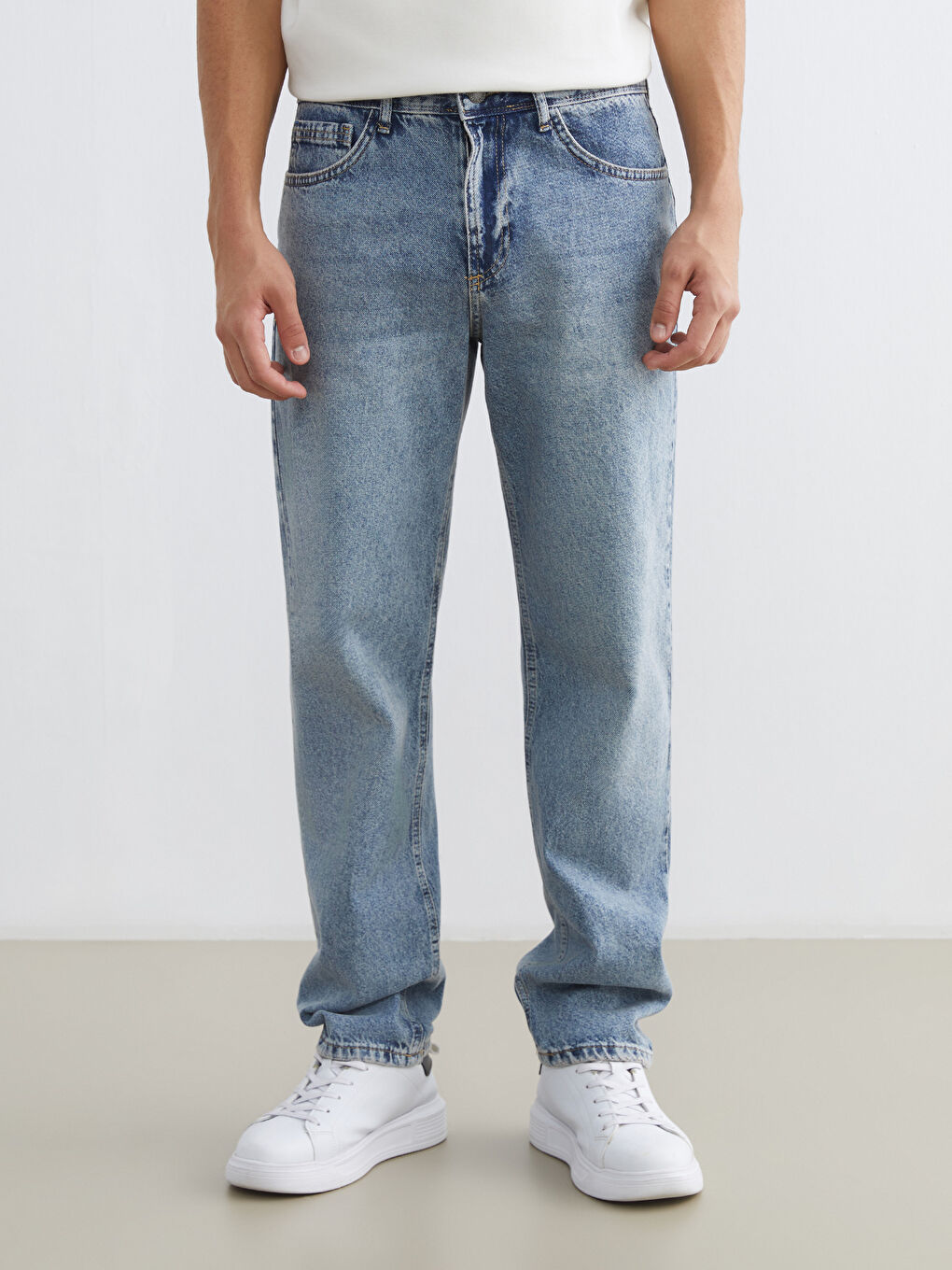 İndigo Baggy Fit Erkek Jean Pantolon-1