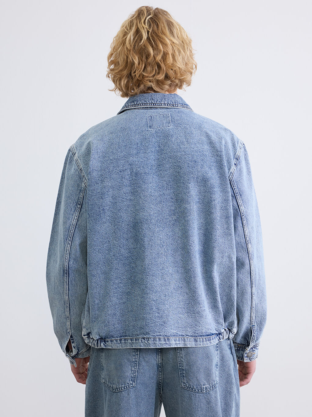 İndigo Rahat Kalıp Erkek Jean Ceket-3