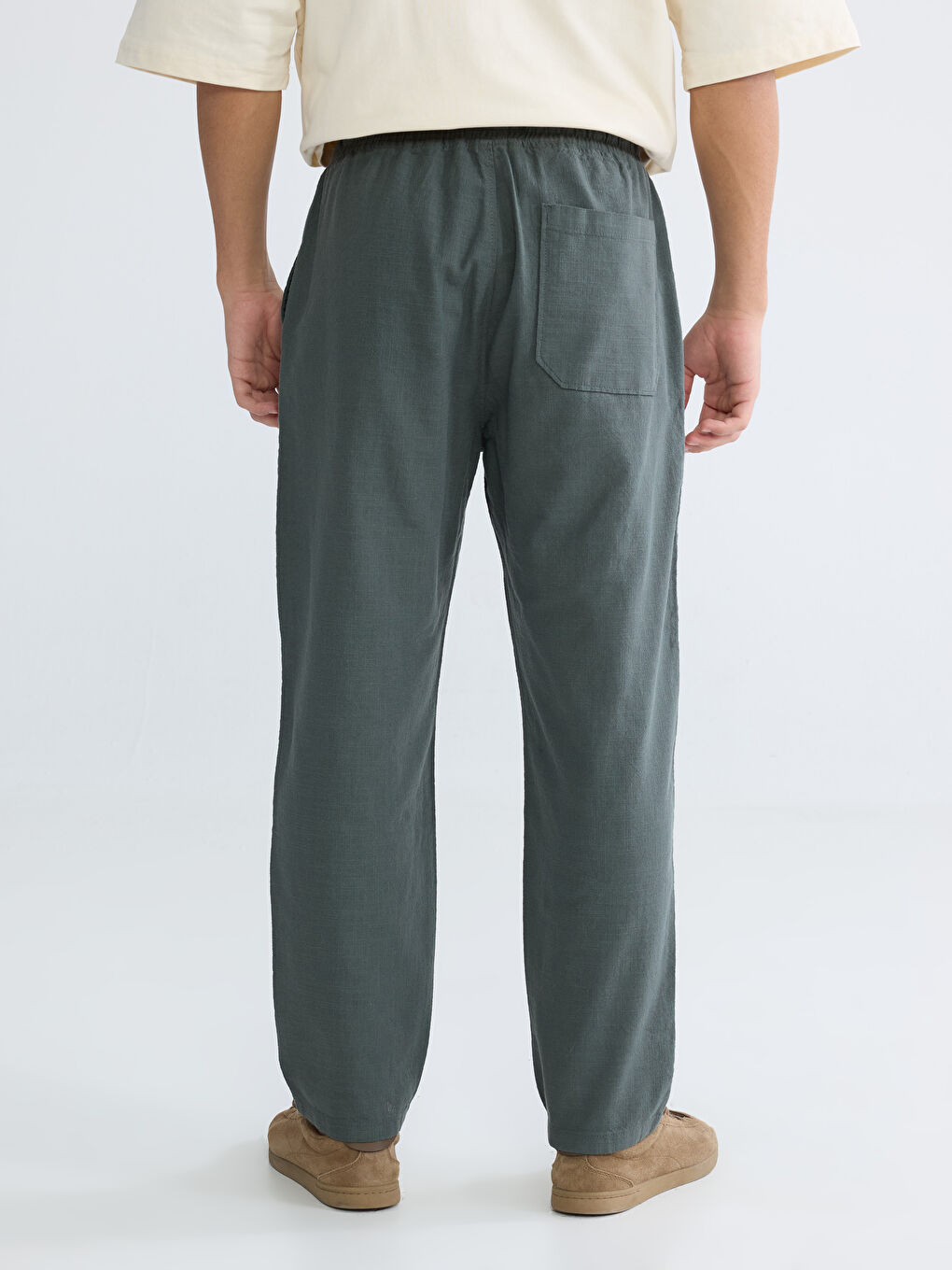 კომფორტული ჭრა თეთრეულის ეფექტი მამაკაცებისთვის შარვალი-3