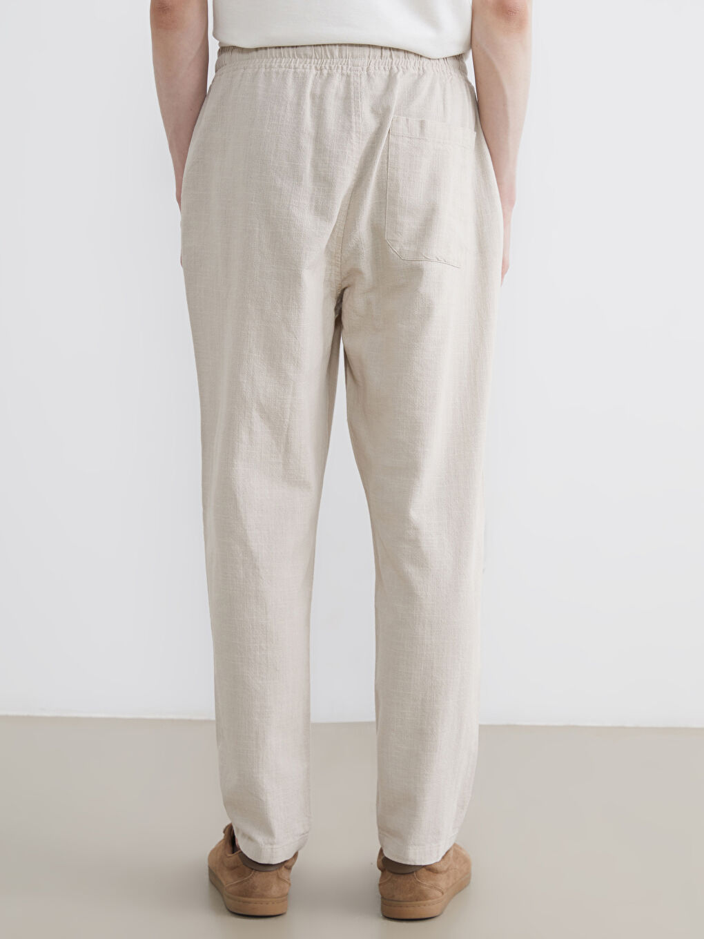 Relaxed Fit Linen-Look Men's Trousers-3