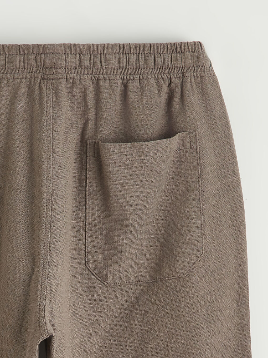 Bej Lastikli Bel Bol Fit Keten Erkek Pantolon-11