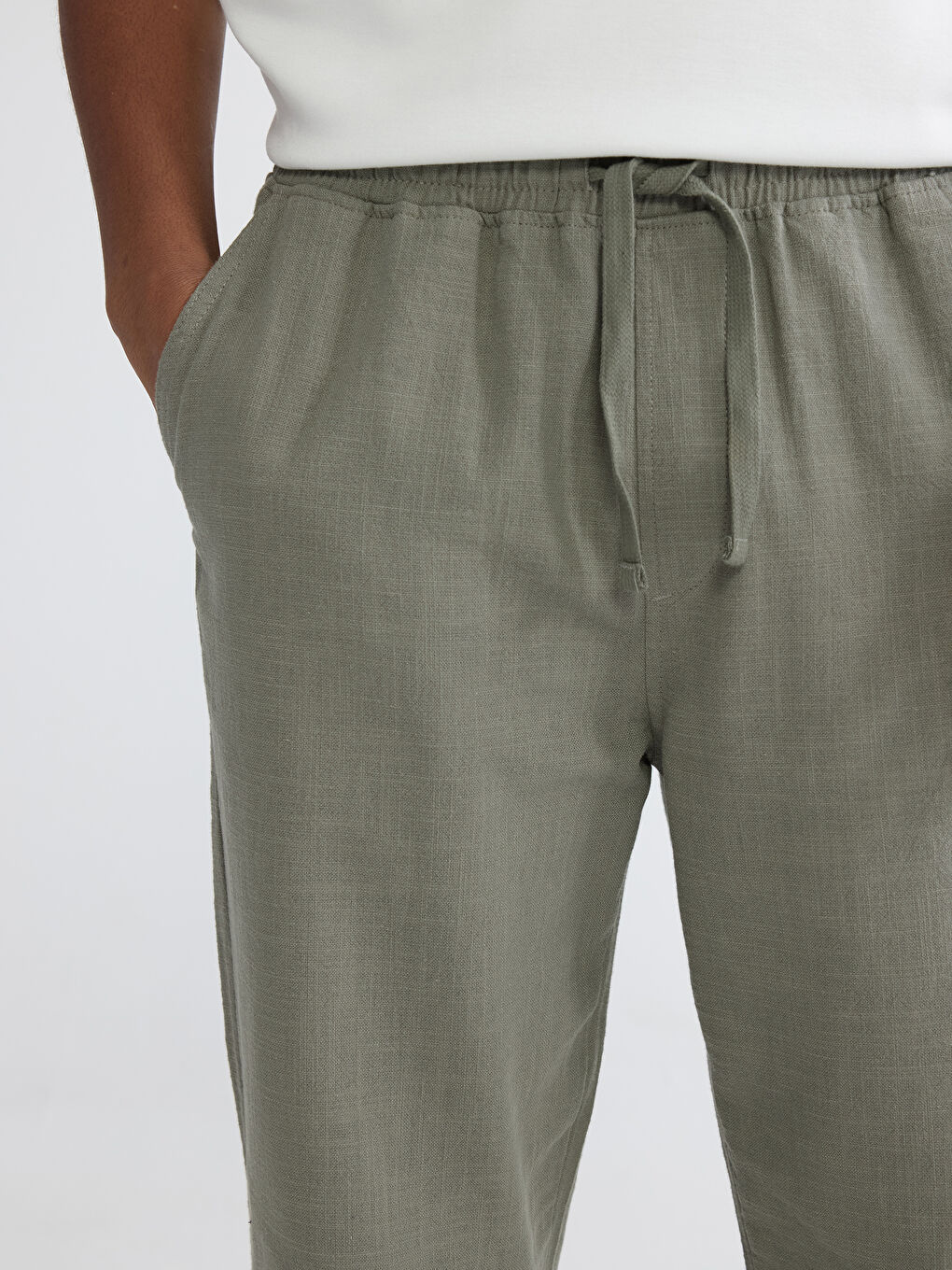 Relaxed Fit Linen-Look Men's Trousers-2