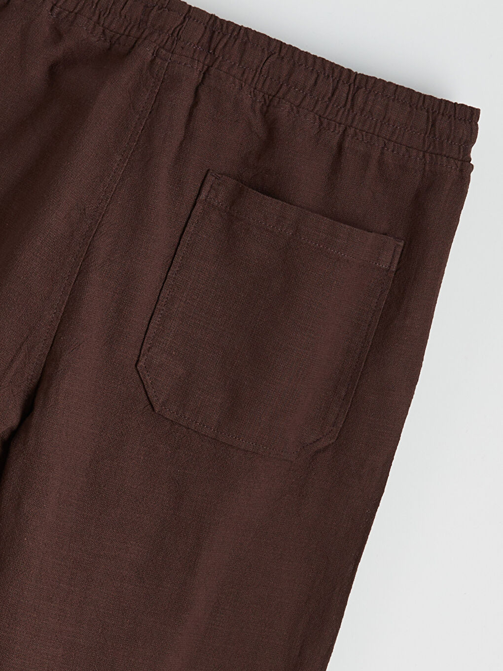 Kahverengi Keten Görünümlü Rahat Kalıp Erkek Pantolon-6