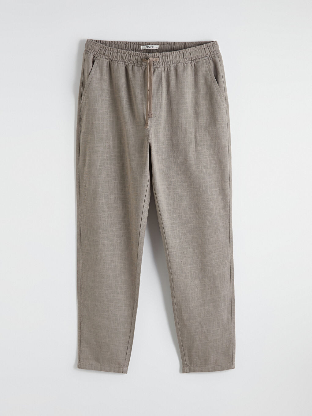 Bej Lastikli Bel Bol Fit Keten Erkek Pantolon-8