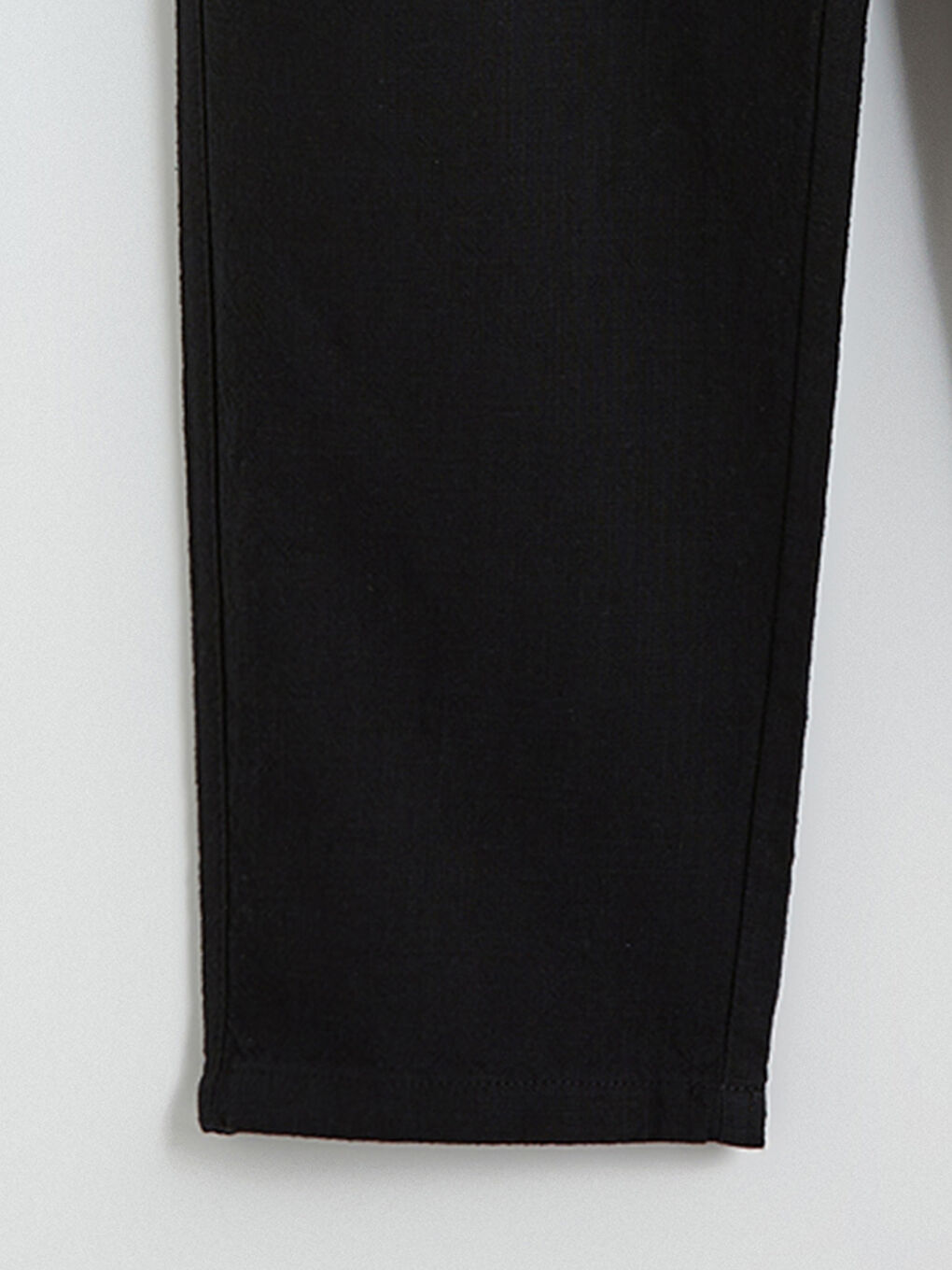 Siyah Rahat Kalıp Keten Görünümlü Erkek Pantolon-14