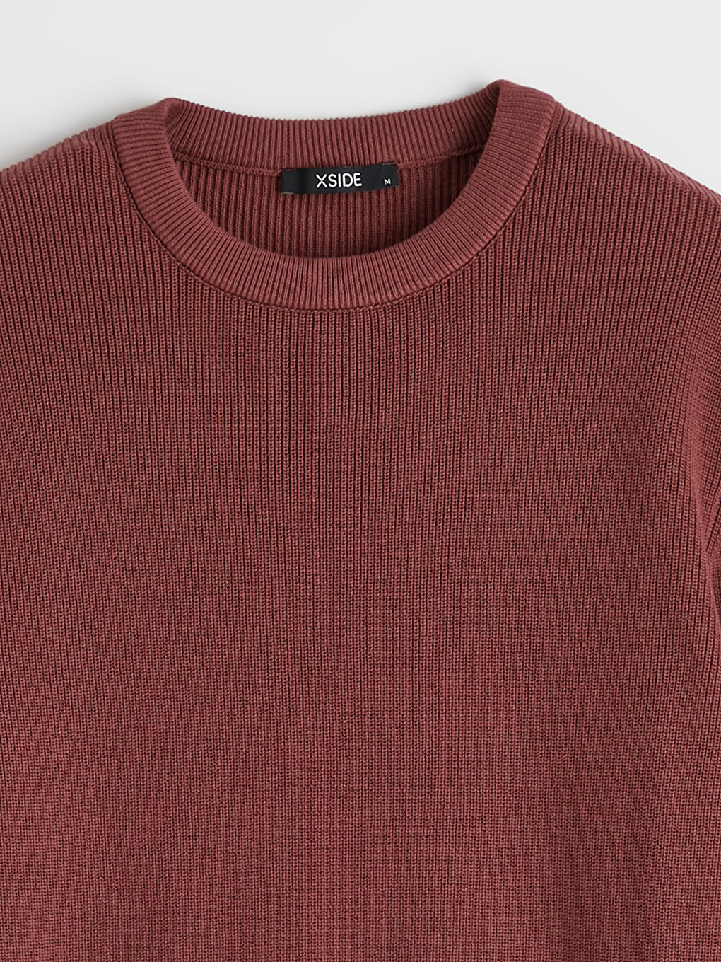 Bordo Bisiklet Yaka Erkek Triko Kazak-1