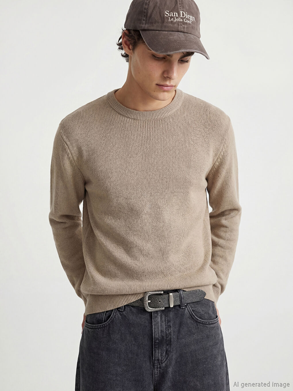 Haki Bisiklet Yaka Erkek Triko Kazak