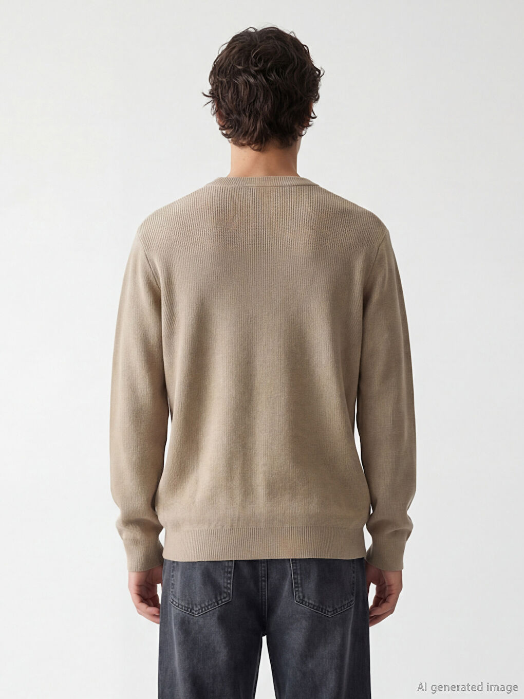 Haki Bisiklet Yaka Erkek Triko Kazak-2