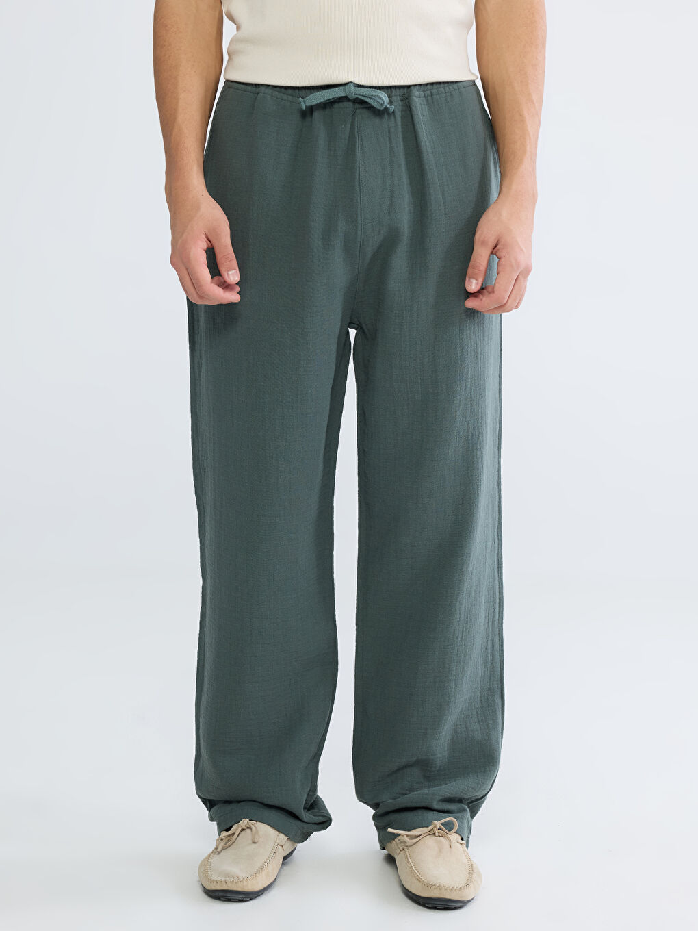 Yeşil Loose Fit Erkek Pantolon-2