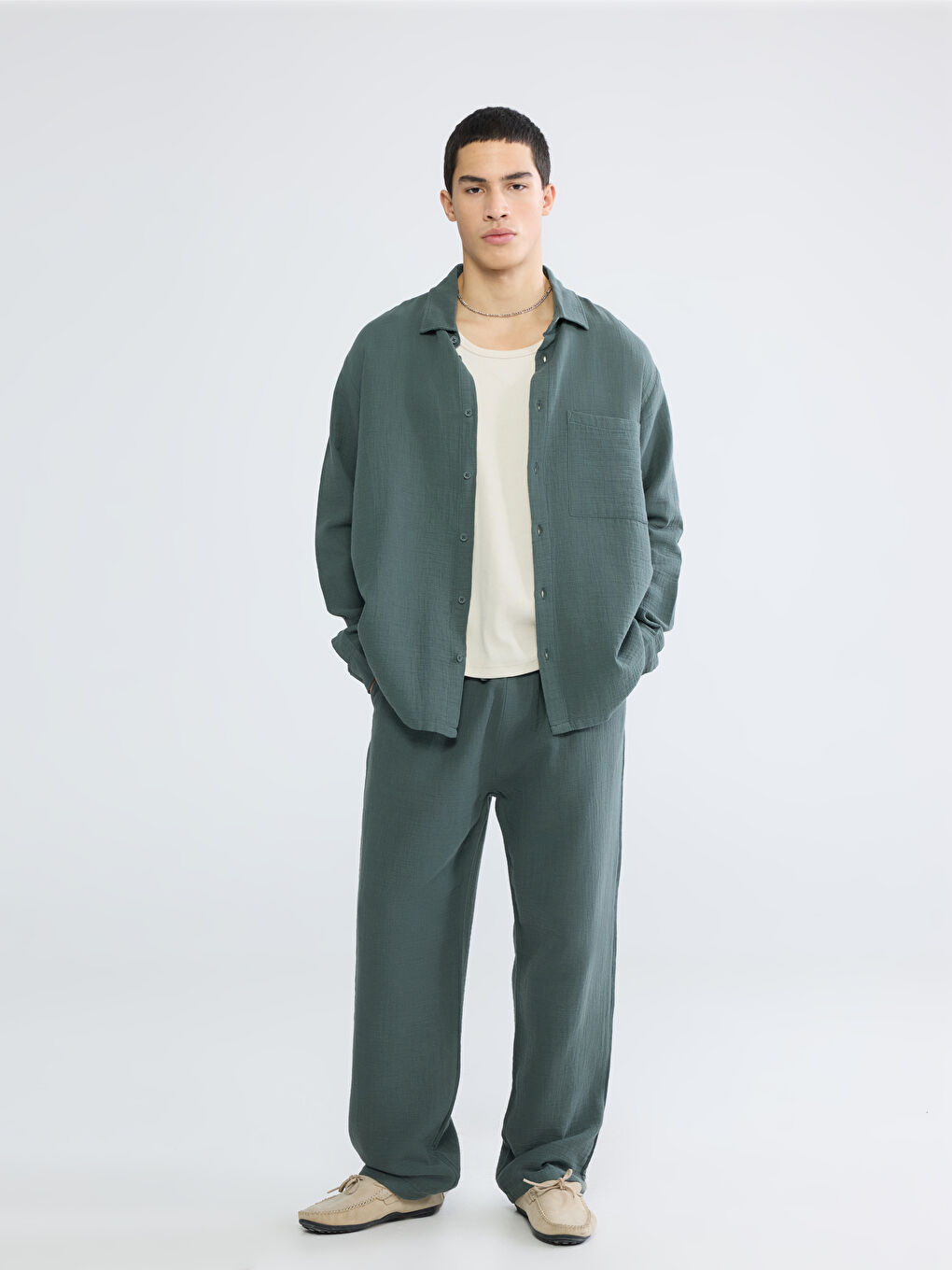 Yeşil Loose Fit Erkek Pantolon