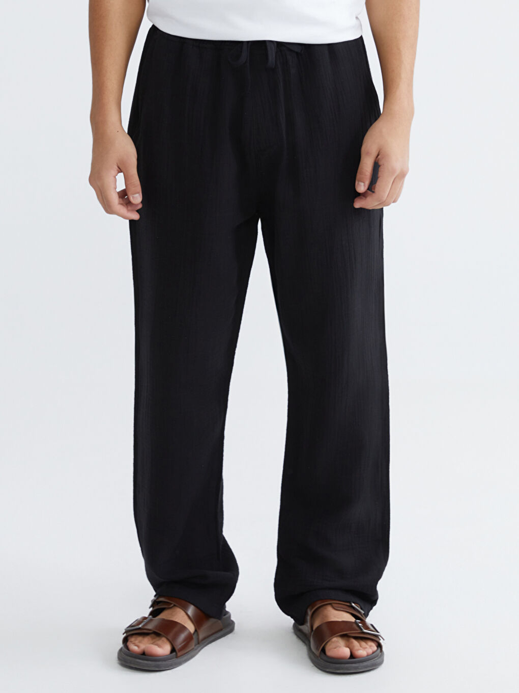 Siyah Loose Fit Erkek Pantolon-1