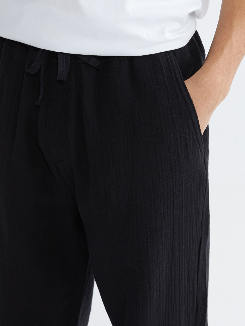 Siyah Loose Fit Erkek Pantolon-2