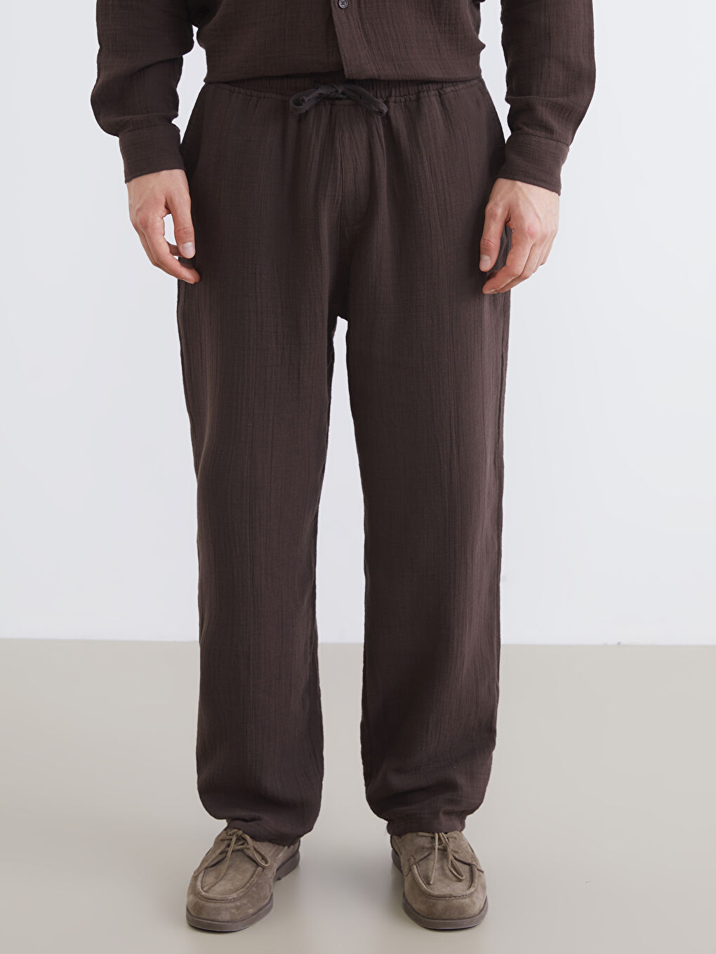 Kahverengi Loose Fit Erkek Pantolon-2