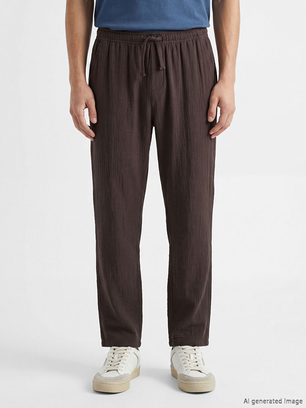 Muške široke pantalone od teksturisanog muslina-1