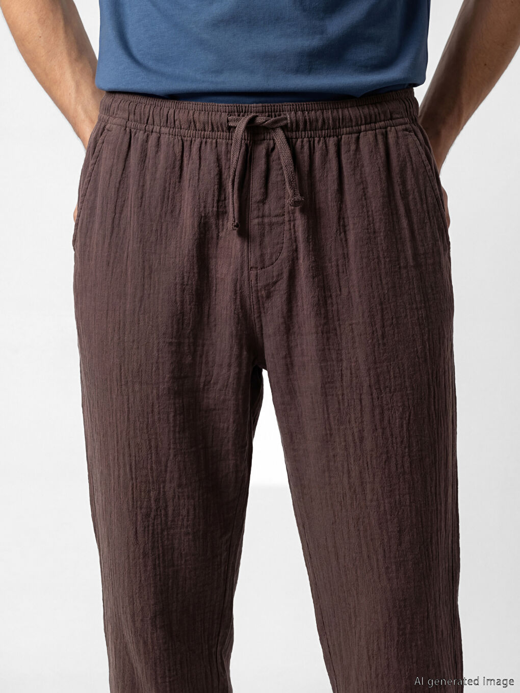 Muške široke pantalone od teksturisanog muslina-2