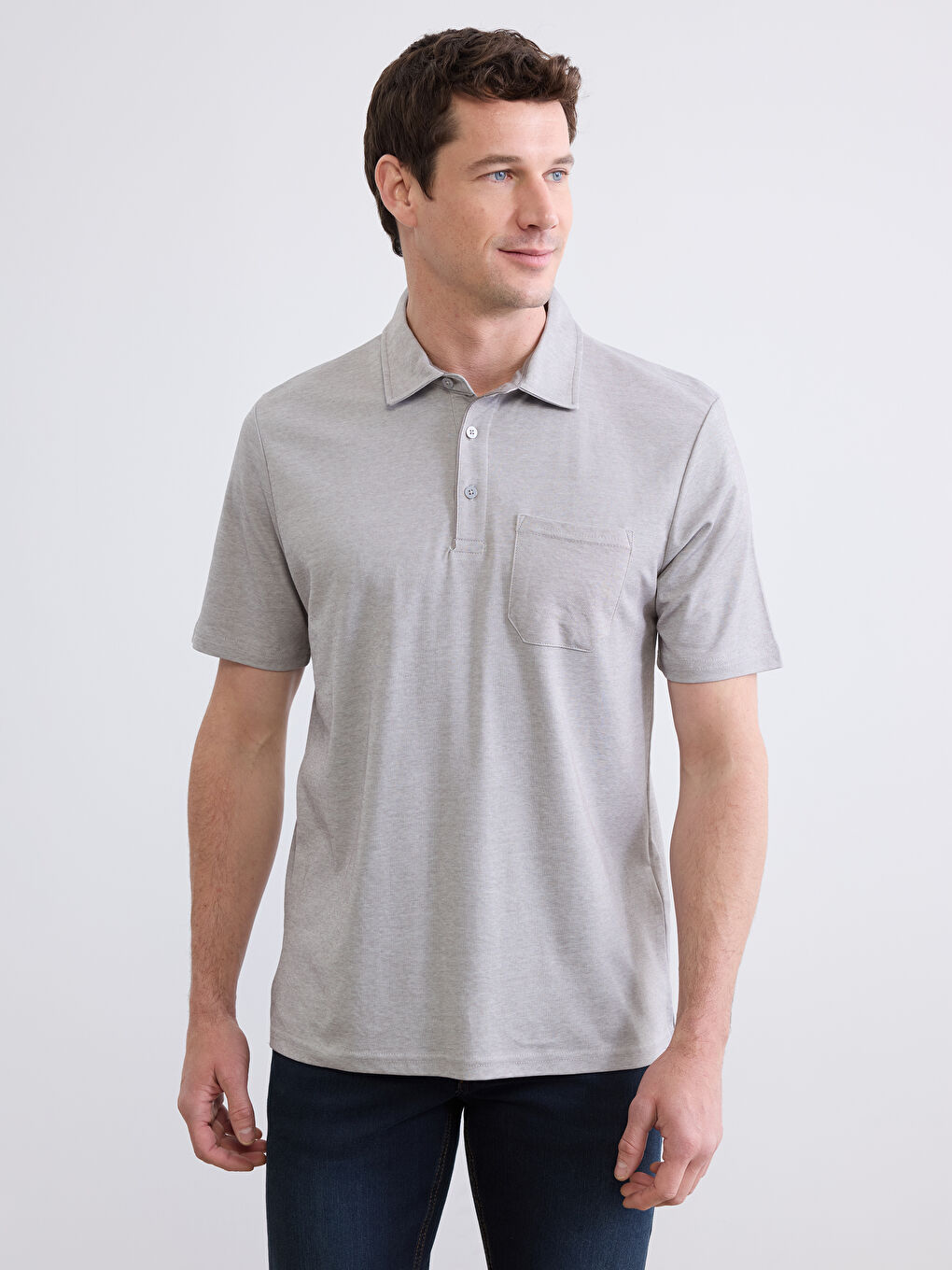 Bej Polo Yaka Cepli Erkek Tişört