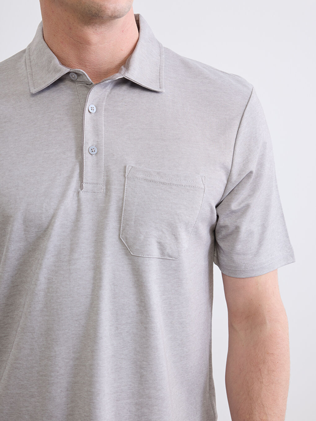 Bej Polo Yaka Cepli Erkek Tişört-2