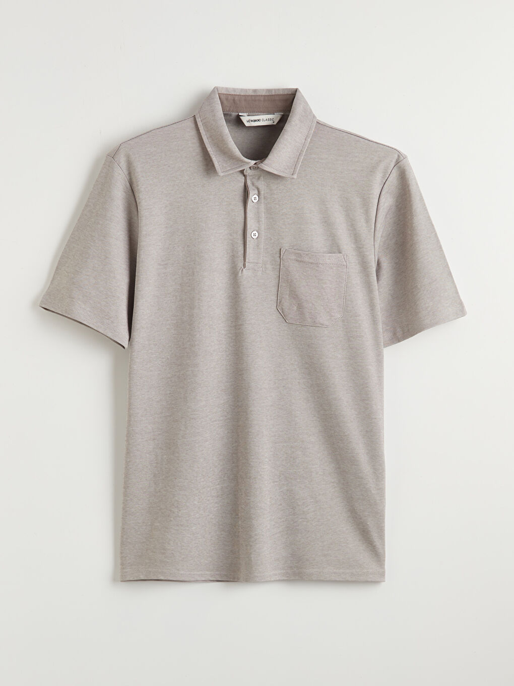 Bej Polo Yaka Cepli Erkek Tişört-4