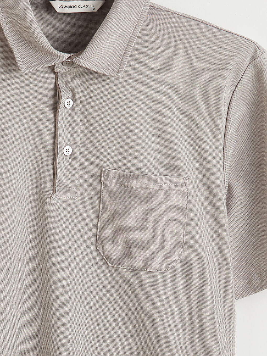 Bej Polo Yaka Cepli Erkek Tişört-5