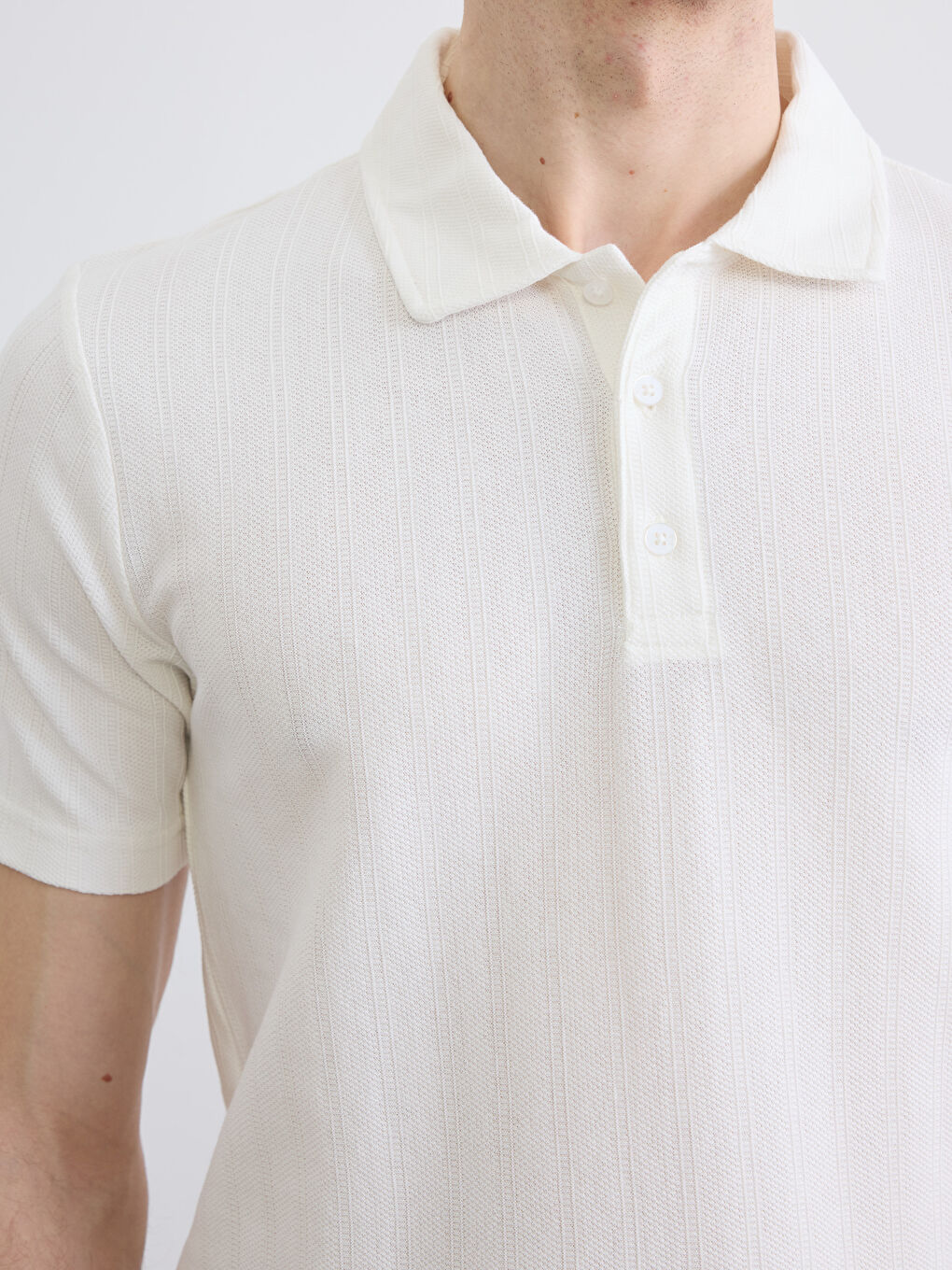 Ekru Polo Yaka Erkek Tişört-2