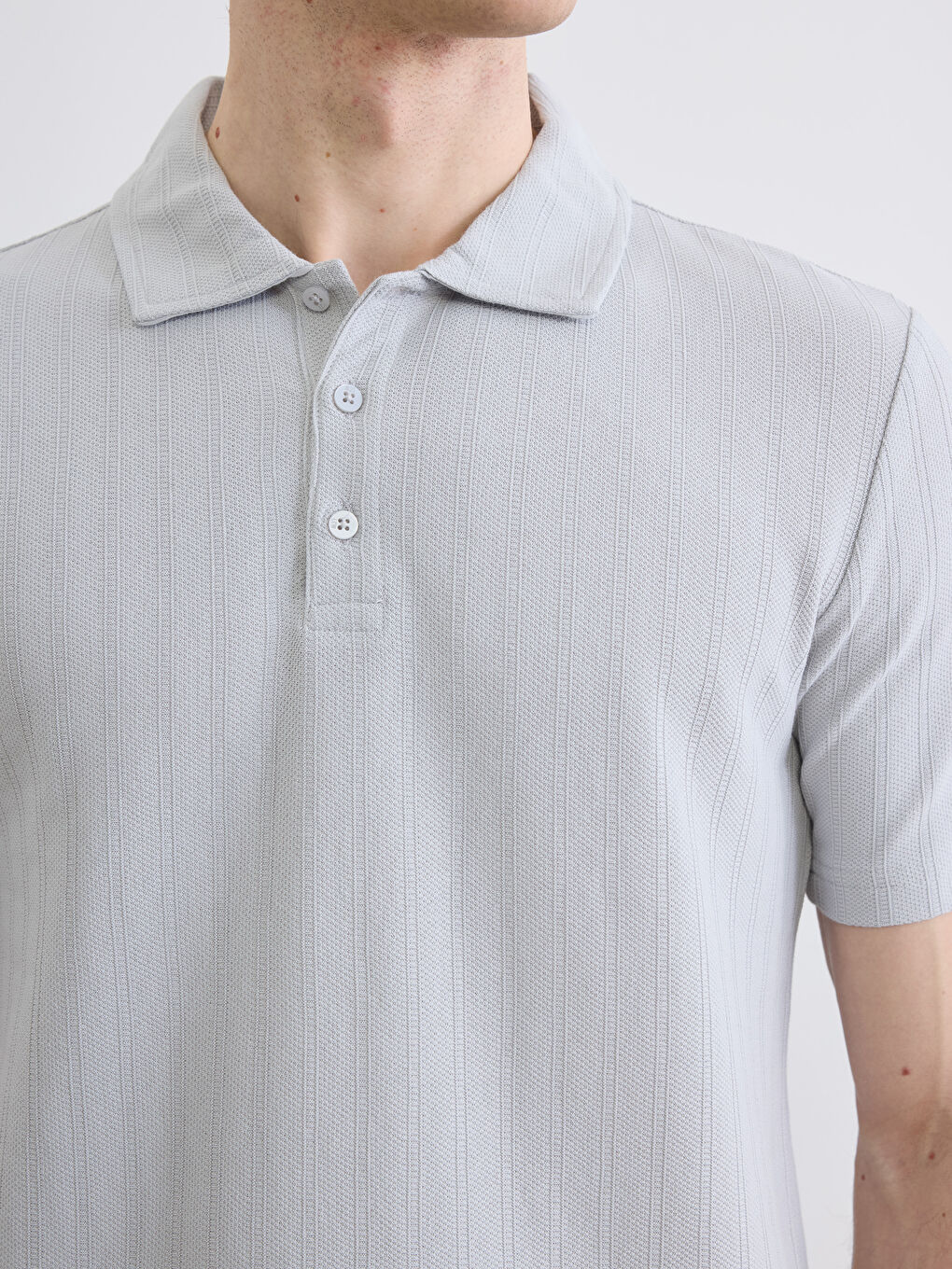 Gri Polo Yaka Erkek Tişört-2