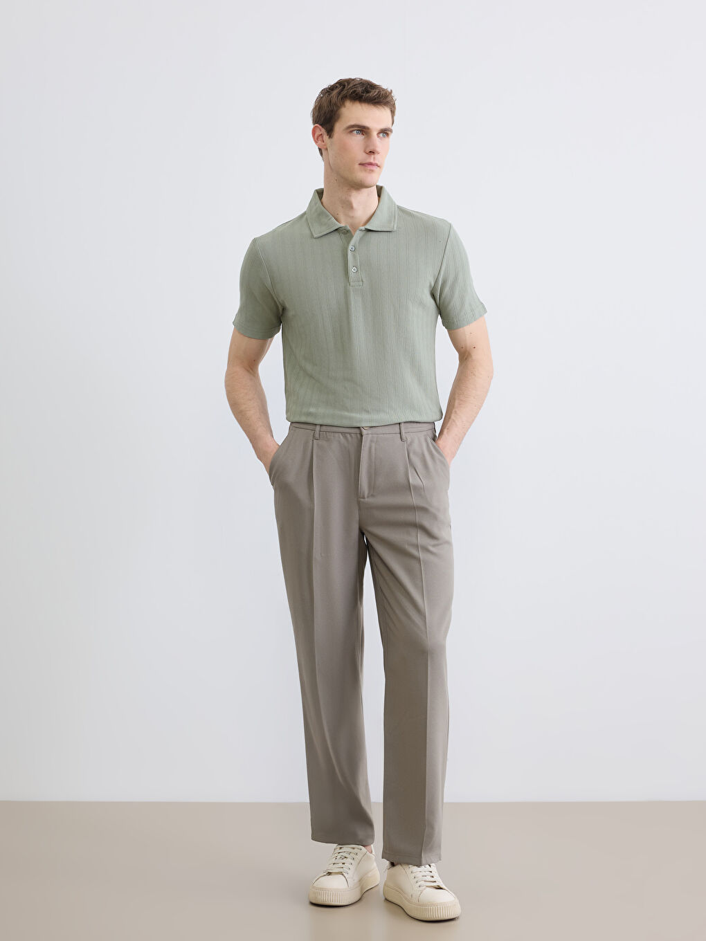 Yeşil Polo Yaka Erkek Tişört-1